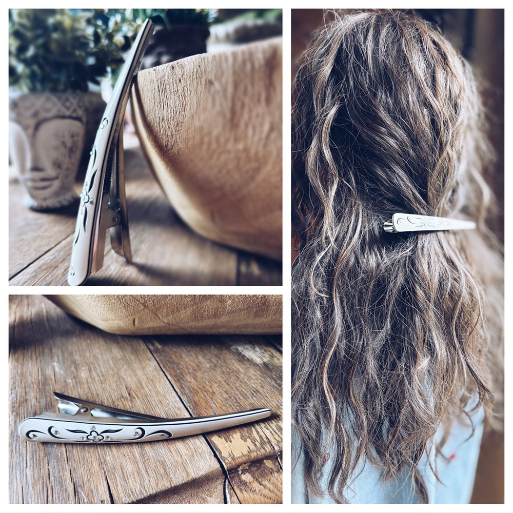 Hair Clip Enamel Base & Iridescent Stones - Picture 4 of 13